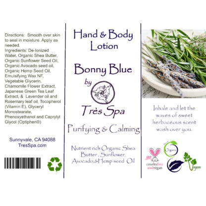 Organic Body Lotion by Tres Spa Bonny Blue