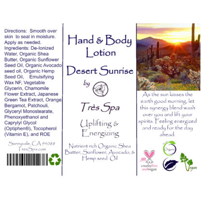 Organic Body Lotion by Tres Spa Desert Sunrise