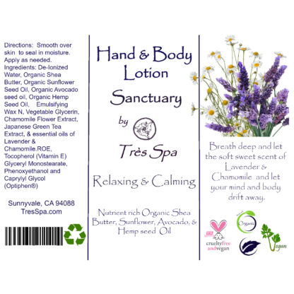 Organic Body Lotion by Tres Spa Sanctuary