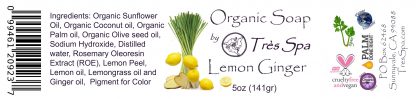 Tres Spa Organic Soap - Lemon Ginger Snap