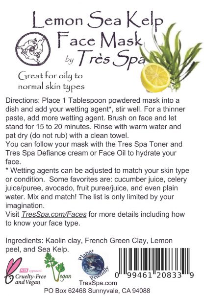 Tres Spa Face Mask Lemon Sea Kelp