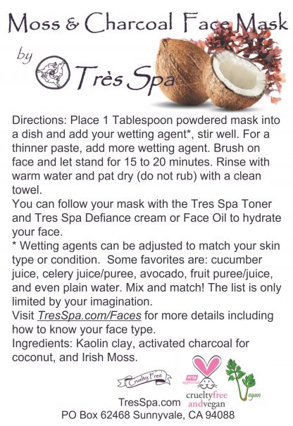 Tres Spa Face Mask Moss and Ch