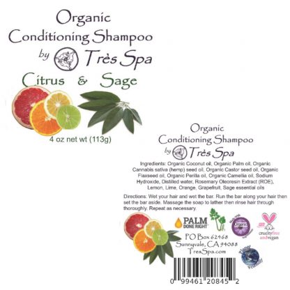 Très Spa Organic Conditioning Shampoo Citrus Sage Label