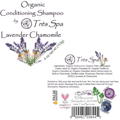 Très Spa Organic Conditioning Shampoo Lavender Chamomile Label
